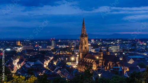 Freiburg mit Münster zur Blauen Stunde © riebevonsehl