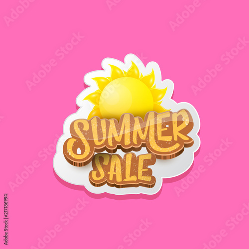 summer sale label or tag isolated on pink background. Pink Summer sale discount poster  sticker  banner or flyer design template.