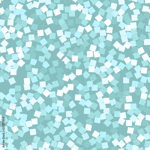 Glitter seamless texture. Adorable mint particles. Endless pattern made of sparkling squares. Bold a