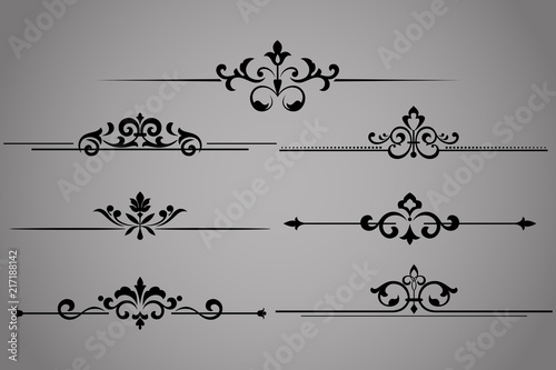 Vintage black frame element. Graphic vector design. Damask graphic ornament