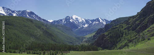 large valley in the mountains photo