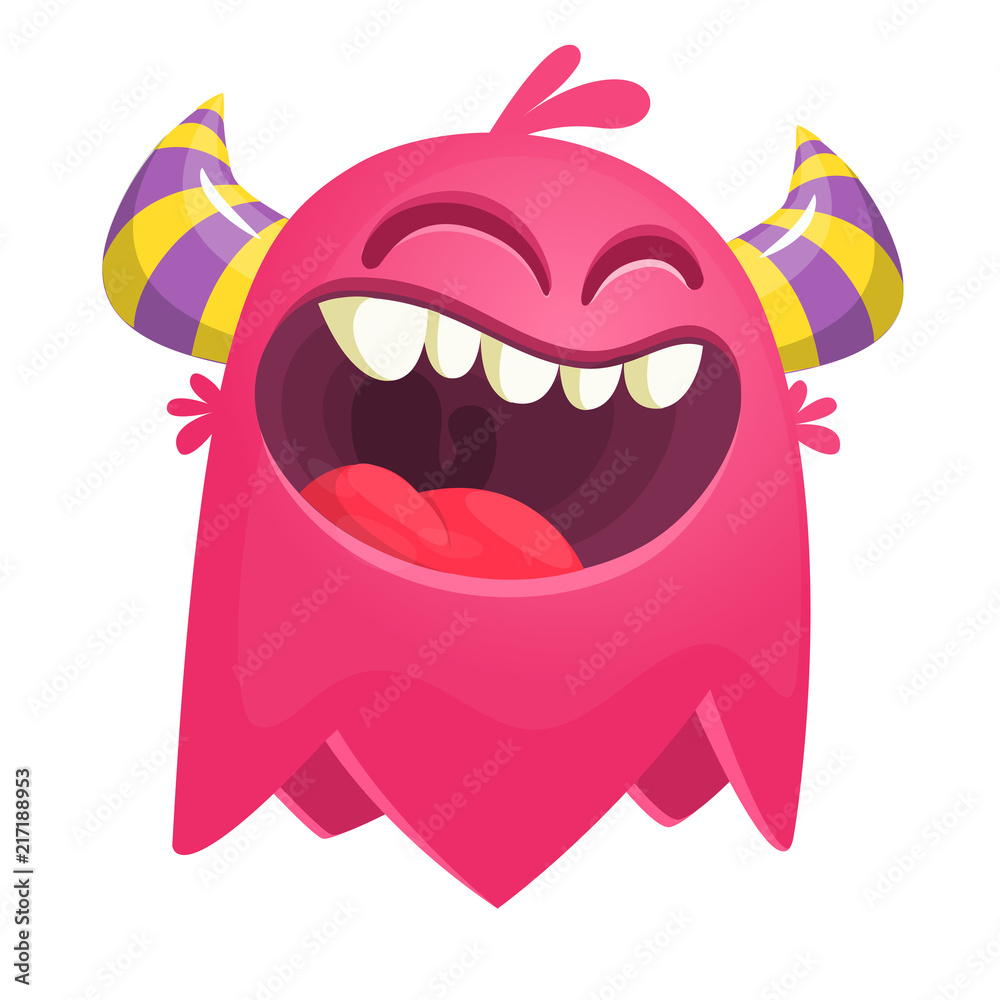Flying catoon monster. Pink character for Halloween Flying catoon monster. Pink character for Halloween