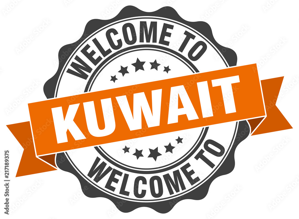 Obraz premium Kuwait round ribbon seal