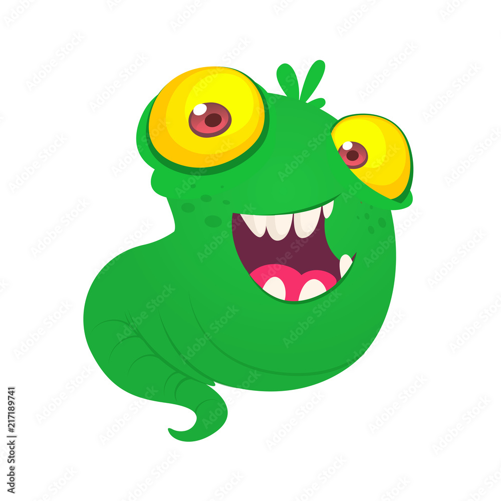 Cute green monster flying with big yellow eyes. Vector illustration Cute green monster flying with big yellow eyes. Vector illustration