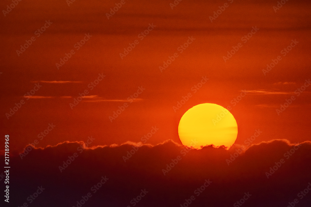 sunset over the dark forest