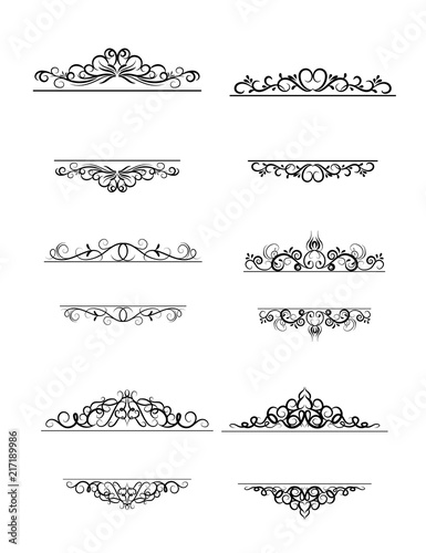 Vintage vector swirl frame set on white