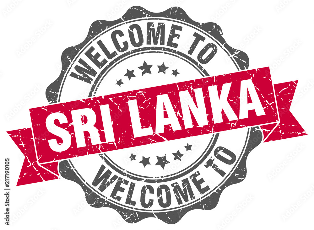 Fototapeta premium Sri Lanka round ribbon seal