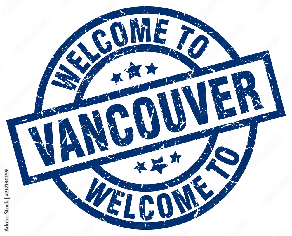 Fototapeta premium welcome to Vancouver blue stamp