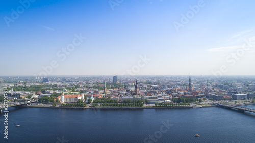 Beautiful panorama of Riga city and daugava river © gargantiopa