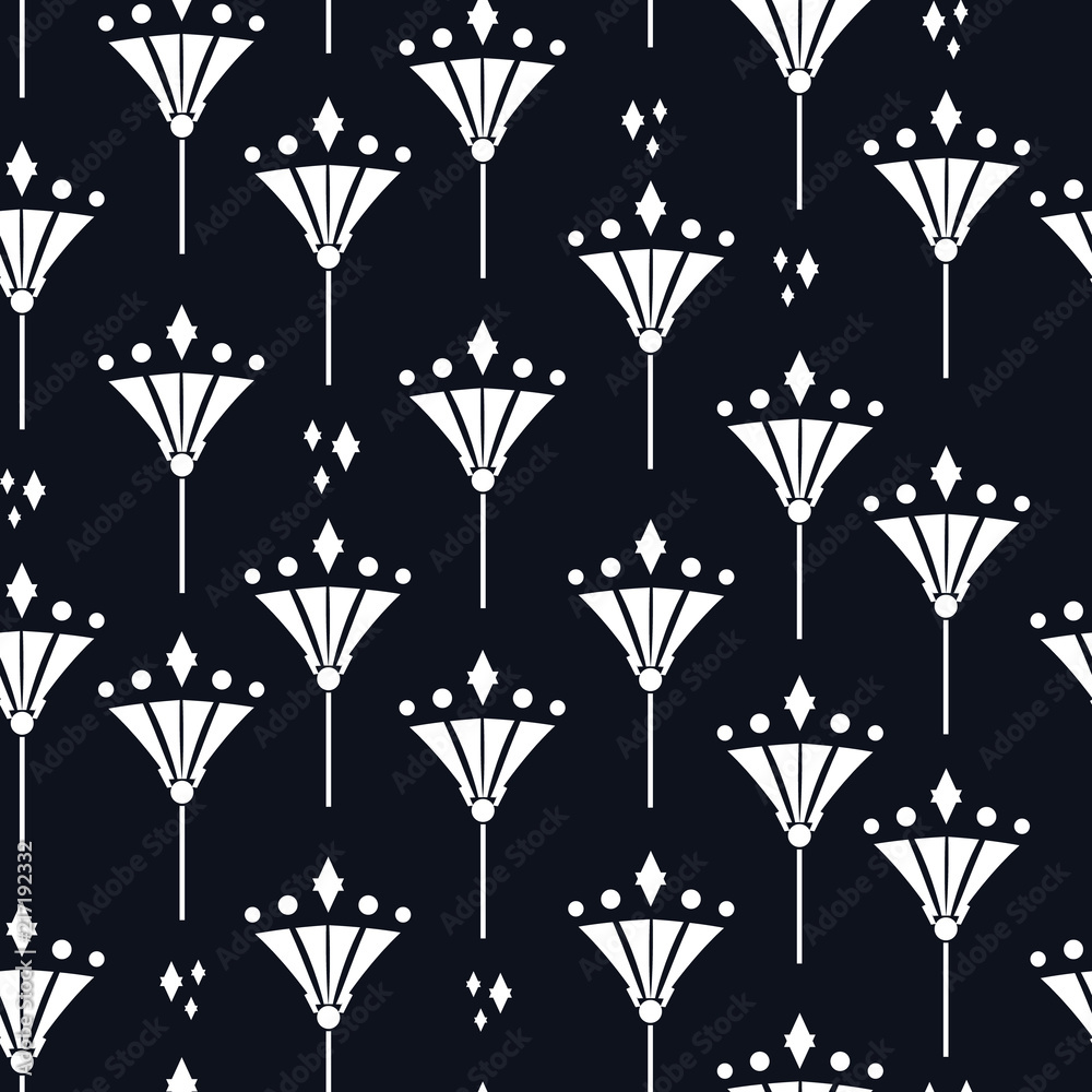 Vector Seamless pattern of Art Deco Diamond flowers in B & W. Perfect for  fabric, scrapbooking and wallpaper projects. Stock Vector | Adobe Stock