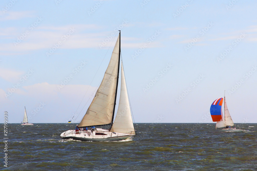 Fototapeta premium Sailing Boat Yachts at Sea. Round the cans race.