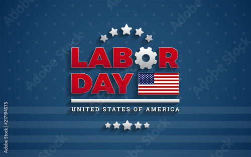USA Labor Day background vector illustration with USA flag, Labor Day United States Of America typography