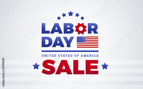 Labor Day sale logo banner template design - American flag, Labor Day lettering, United States of America - vector illustration isolated on white background