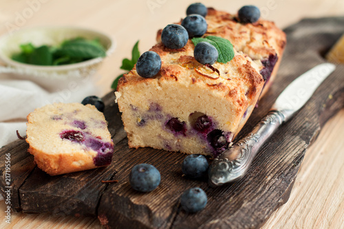 Healthy lemon bread with blueberries