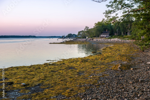Maine coastline at dusk