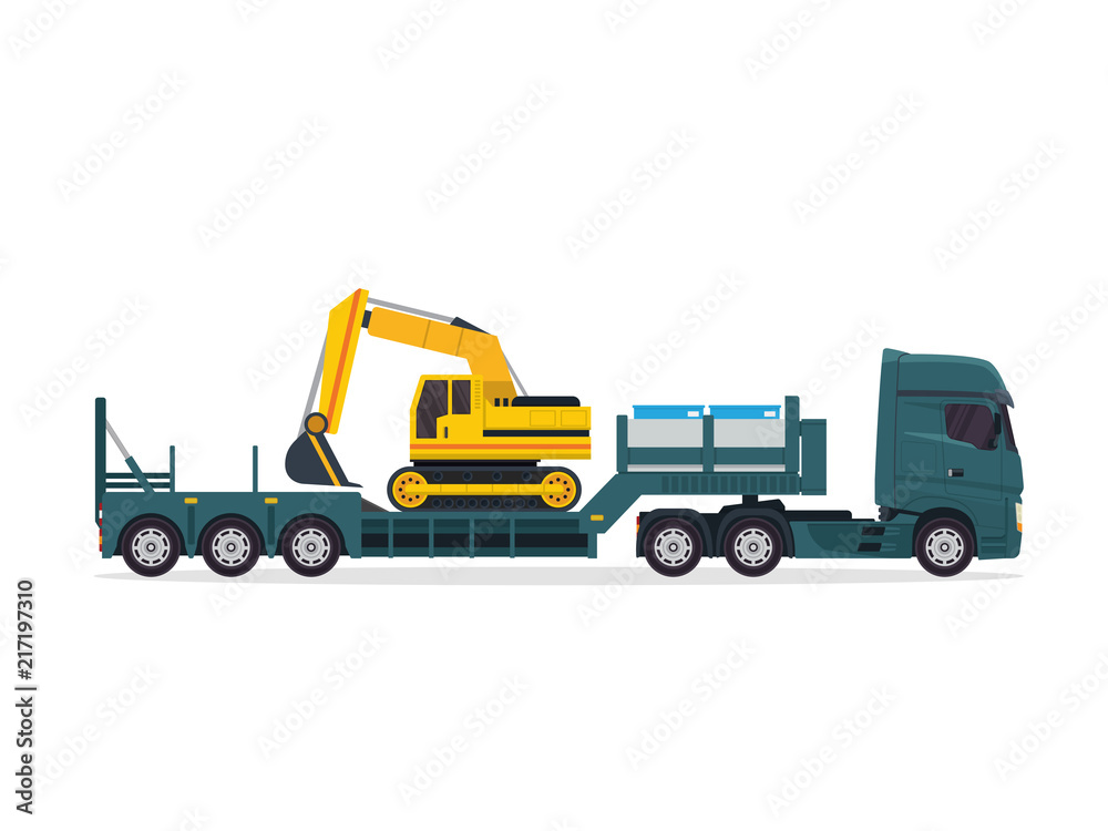 Modern Commercial Heavy Lifter Truck Expedition Illustration In Isolated White Background 