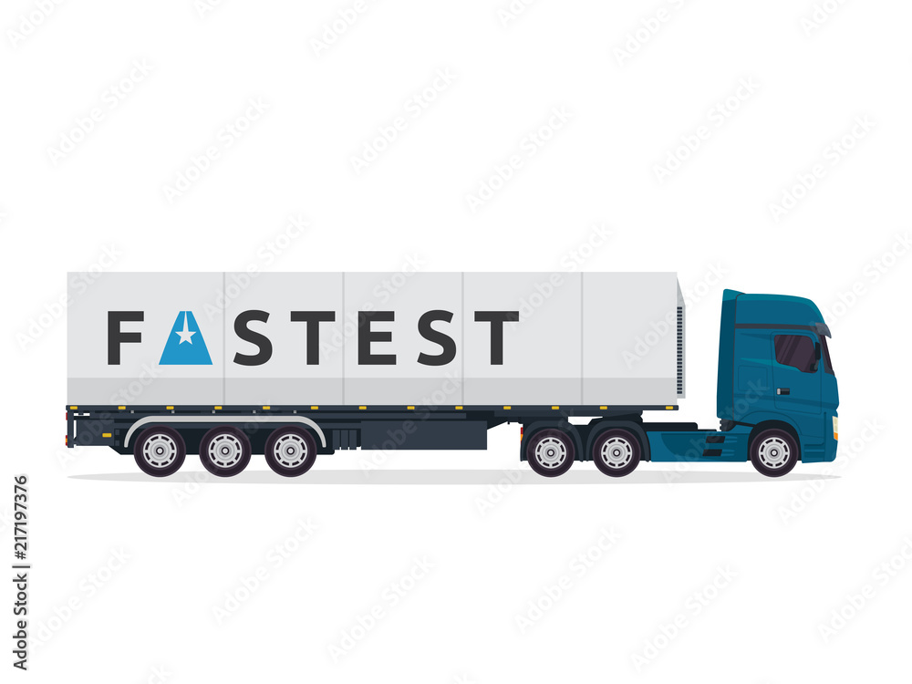 Modern Commercial Refrigerator Cooling Container Truck Expedition Illustration In Isolated White Background Modern Commercial Refrigerator Cooling Container Truck Expedition Illustration In Isolated White Background