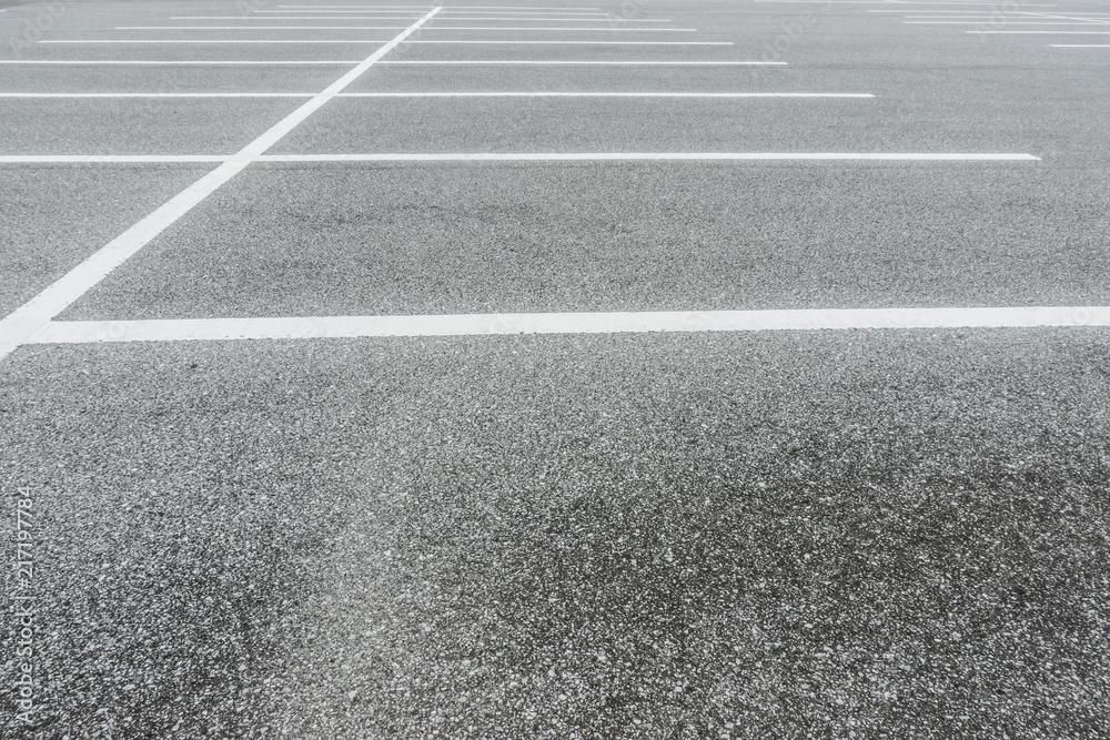 Asphalt Floor with parking lot at city center, Vacant Parking Lot, Parking lane painting on floor, copy space