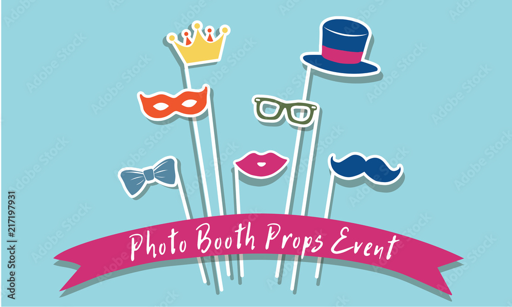 Naklejka premium Photo booth props event, Photo booth props for weddings
