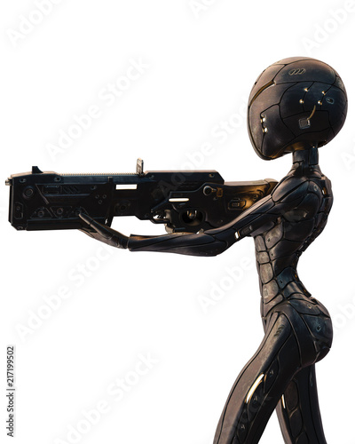alien girl from the space in a white background
