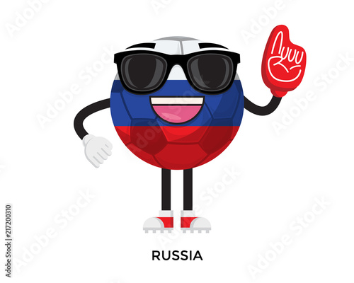 Cool International Russia Flag Soccer Ball Supporter Mascot Tournament Illustration