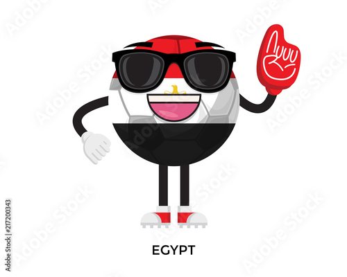 Cool International Egypt Flag Soccer Ball Supporter Mascot Tournament Illustration