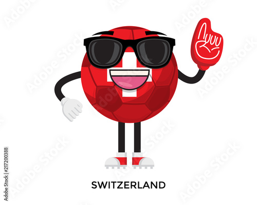 Cool International Switzerland Flag Soccer Ball Supporter Mascot Tournament Illustration