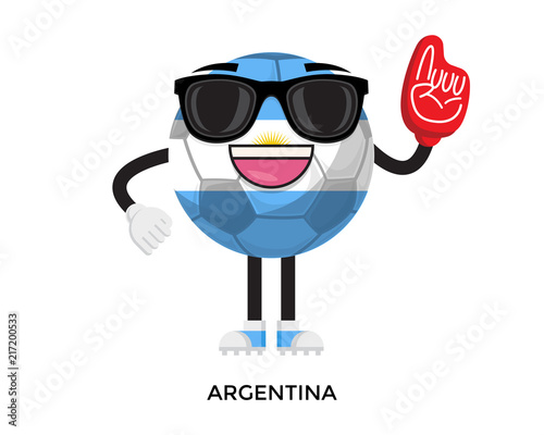 Cool International Argentina Flag Soccer Ball Supporter Mascot Tournament Illustration