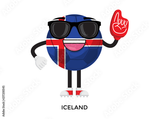 Cool International Iceland Flag Soccer Ball Supporter Mascot Tournament Illustration