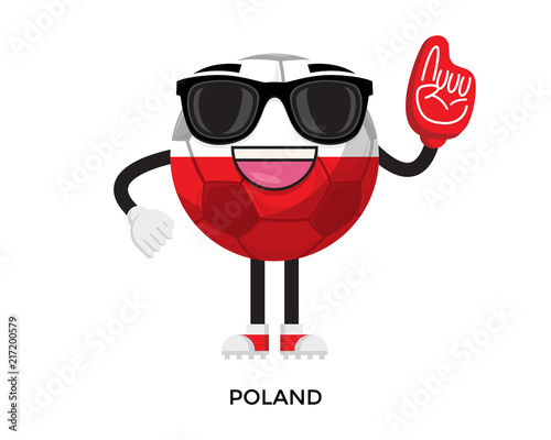 Cool International Poland Flag Soccer Ball Supporter Mascot Tournament Illustration