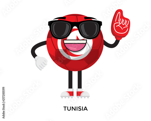 Cool International Tunisia Flag Soccer Ball Supporter Mascot Tournament Illustration