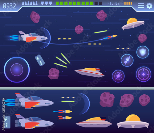 Modern Wide Screen Space Explorer Game User Interface Template Illustration