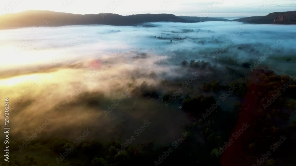 Aerial Drone Shot of Foggy Misty Morning in the Countryside Aerial Drone Shot of Foggy Misty Morning in the Countryside