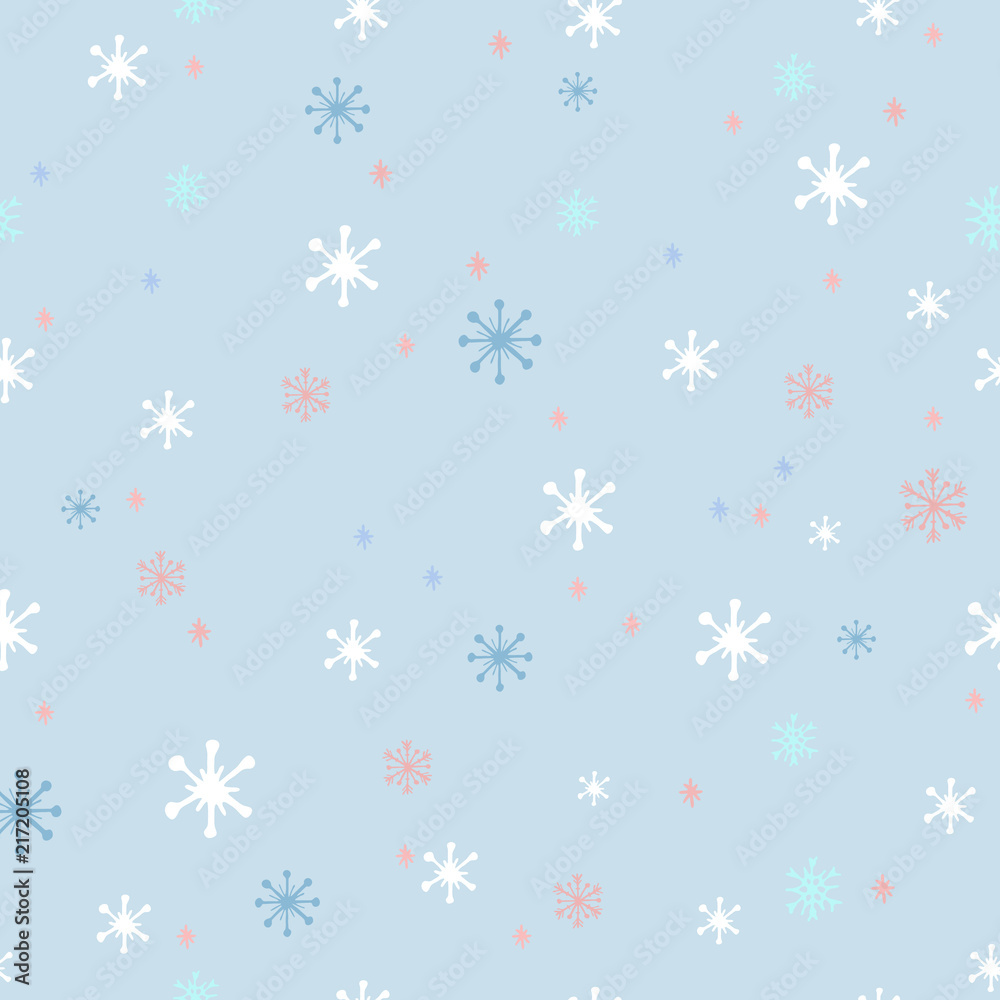 Christmas seamless pattern of beautiful snowflakes. Elegant winter vector background.