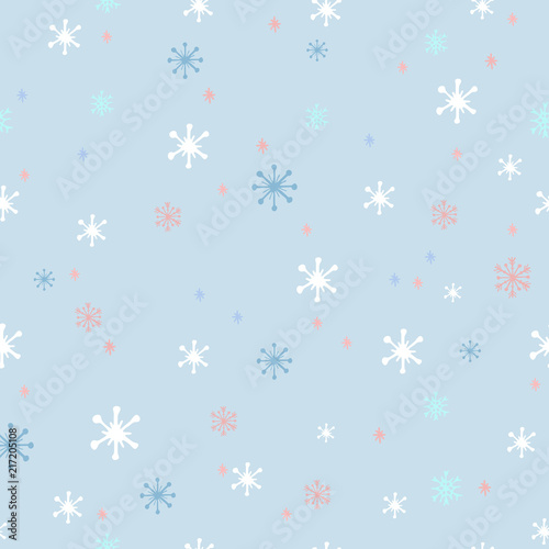Christmas seamless pattern of beautiful snowflakes. Elegant winter vector background.