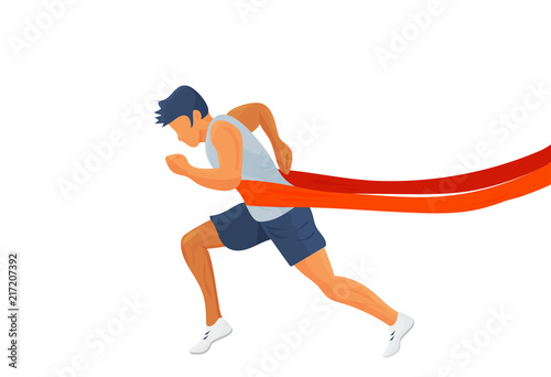 Success Motivation vector illustration: leader winner runner silhouette isolated. Winner running or finish line victory icon.