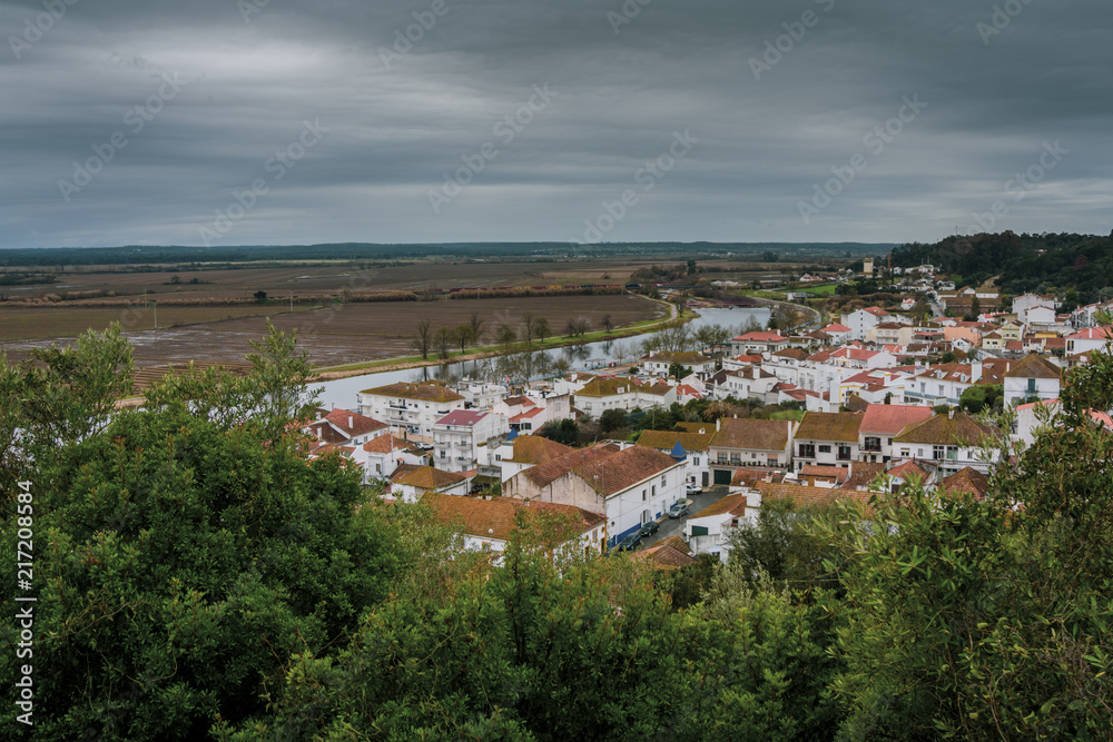  The banks of the Sorraia River which flows into the Tagus River on the banks of the Sorraia River, in Portugal, Ribatejo Region, Santarem, Coruche