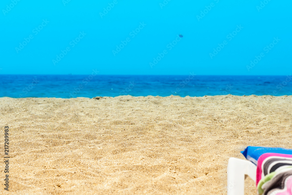 Deserted lonely sandy beach with yellow sand on sea ocean Deserted lonely sandy beach with yellow sand on sea ocean