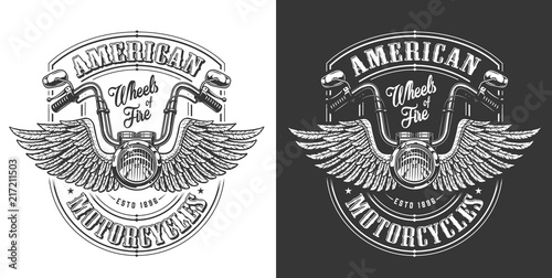 Biker emblem with wings