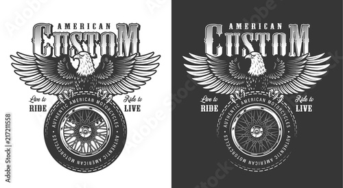 Biker emblem with eagle
