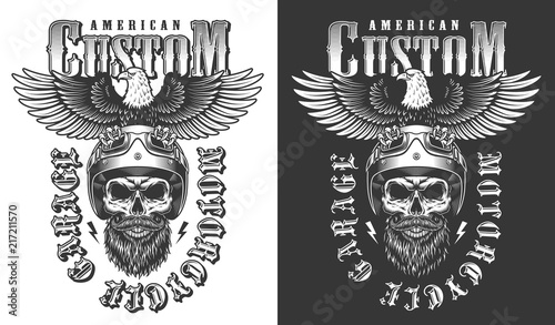 Biker emblem with eagle