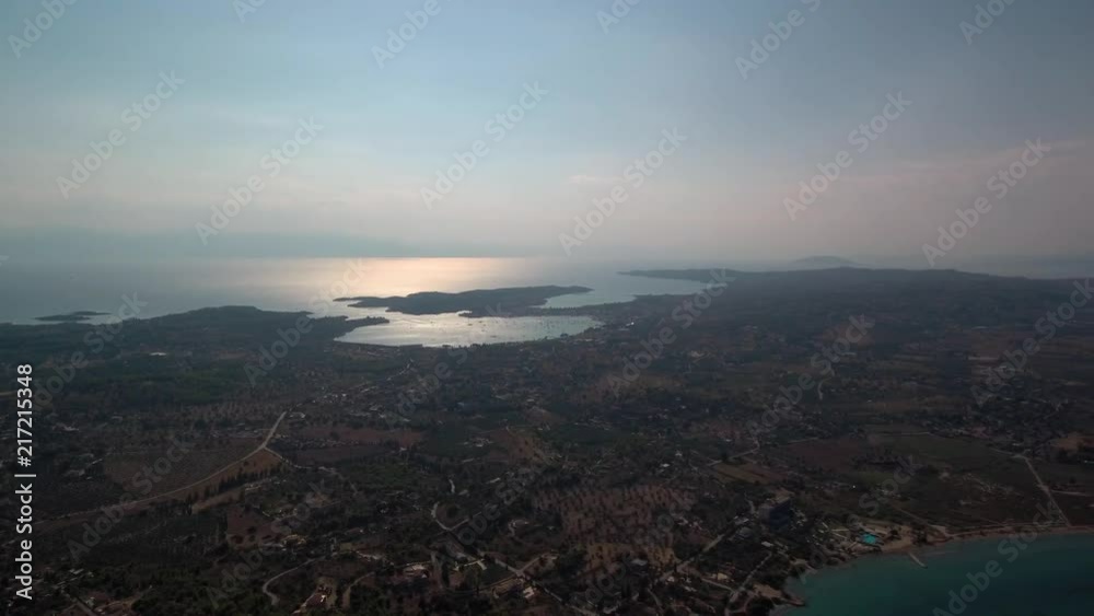 Aerial shot of the Argolis region in Greece. View of the Ermionida territory including the village Tzemi and Porto Cheli in the horizon. Aerial shot of the Argolis region in Greece. View of the Ermionida territory including the village Tzemi and Porto Cheli in the horizon.