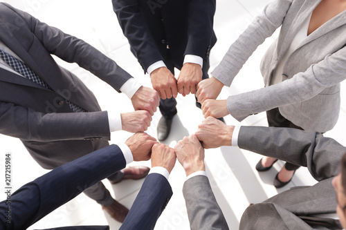 closeup.business people show a circle of hands. © ASDF