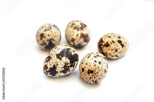 Group of Quail eggs, isolated on white background