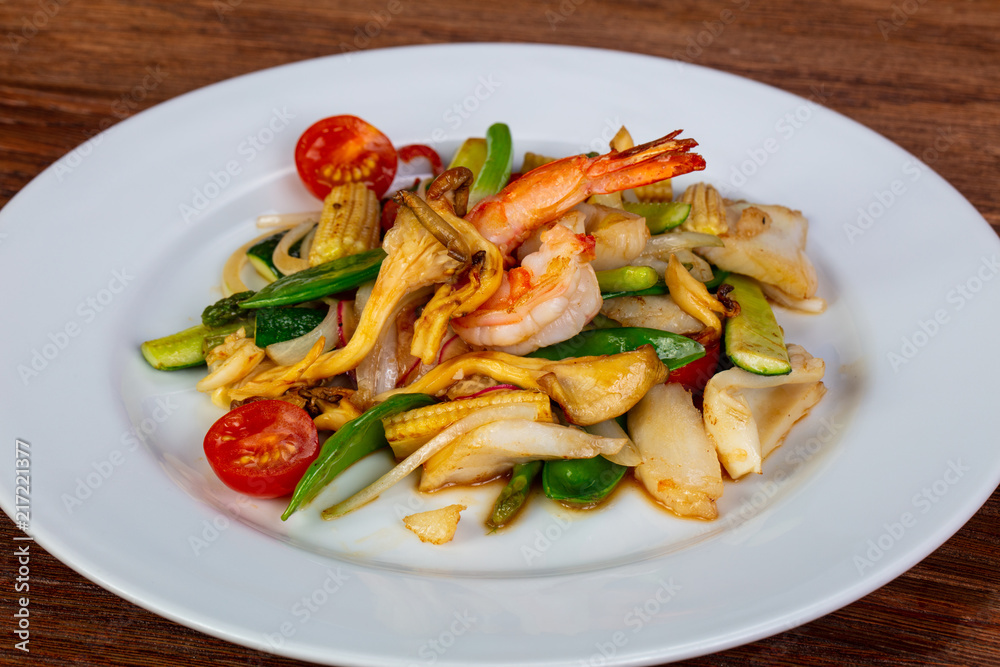 Stir fry with seafood Stir fry with seafood