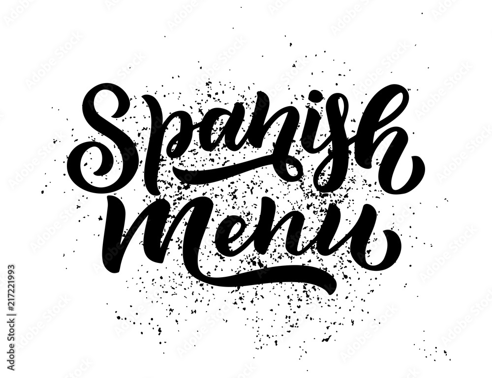 Freehand sketch style drawing of spanish menu, hand written lettering. Food design. Detailed illustration