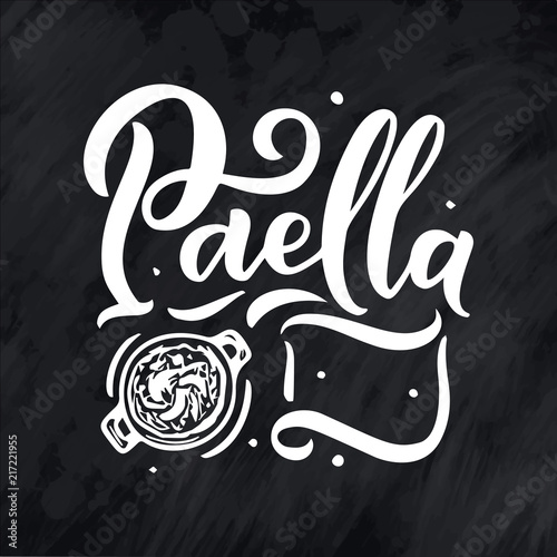 Freehand sketch style drawing of spanish menu with food name, various elements and hand written lettering. Handdrawn design. Detailed illustration