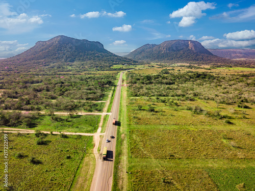 Aerial view of Cerro Paraguari. These Mountains are one of most iconic landmarks in Paraguay.