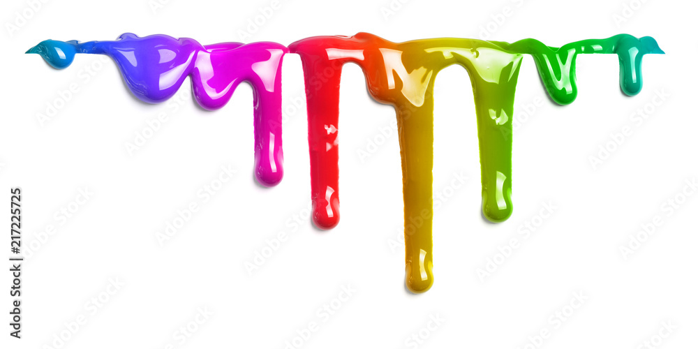 Naklejka premium Colorful paint dripping isolated on white