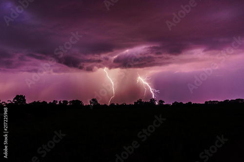 Lightning in purple clouds